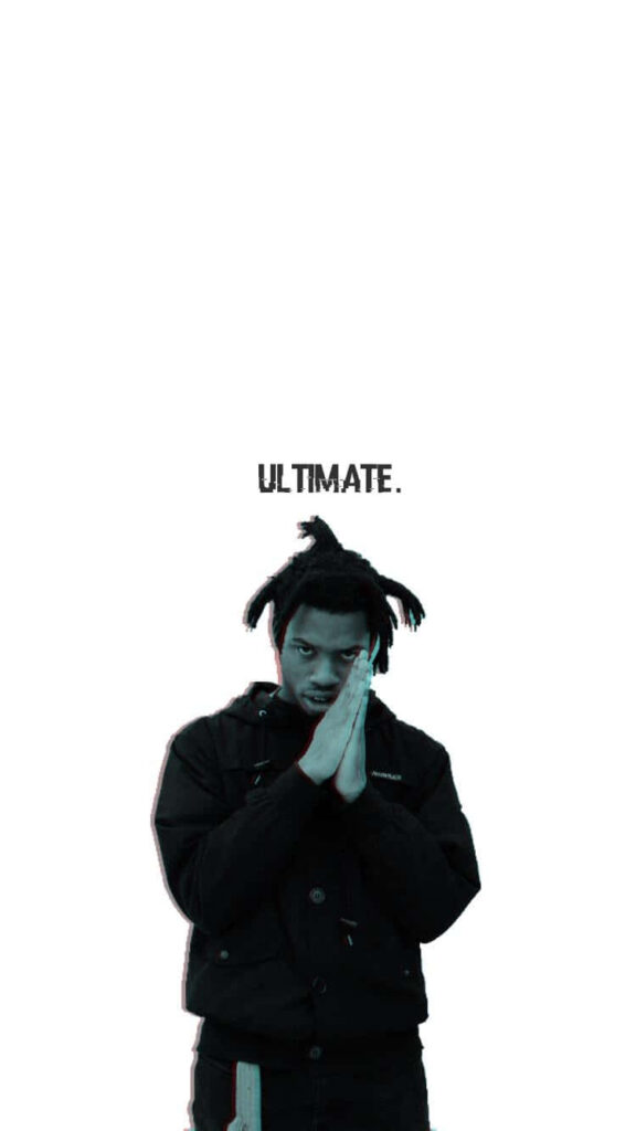 Denzel Curry portrait prayer hands Ultimate text minimalist white background urban wallpaper