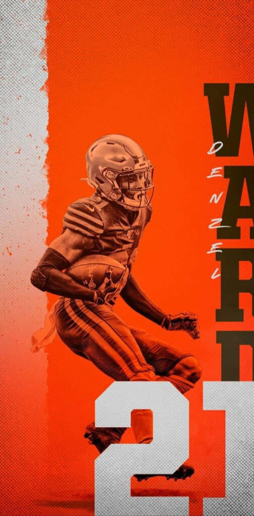 Denzel Ward Action Wallpaper: Bold 21 on Intense Orange Background