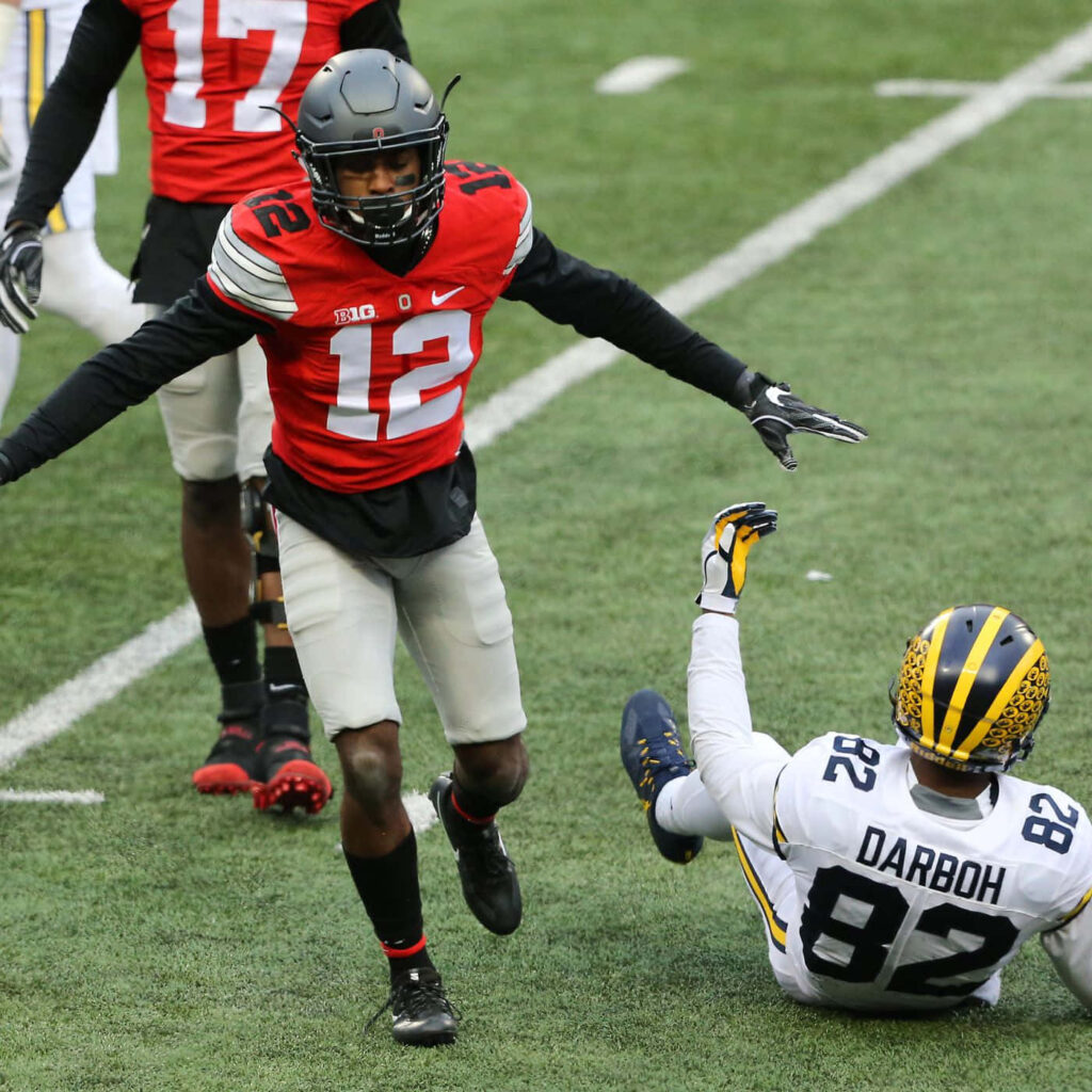 Denzel Ward Ohio State football intense celebration 2018 NFL Draft dynamic wallpaper background