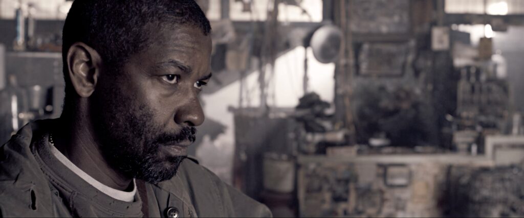 Denzel Washington intense angry focused gritty dimly lit background tense determined expression wallpaper