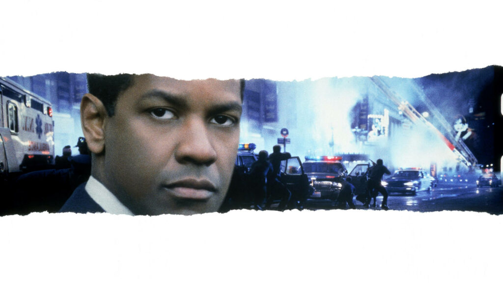 Denzel Washington intense The Siege wallpaper city chaos emergency vehicles background