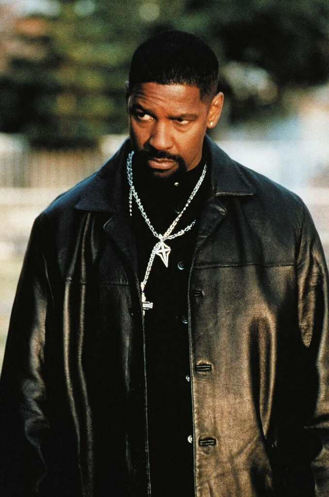 Denzel Washington Training Day intense expression leather jacket wallpaper background