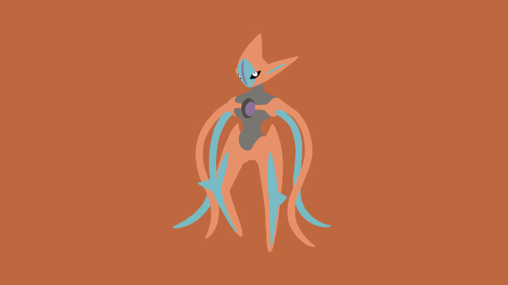 Deoxys Attack Form Wallpaper: Pastel Colors on Brown Background