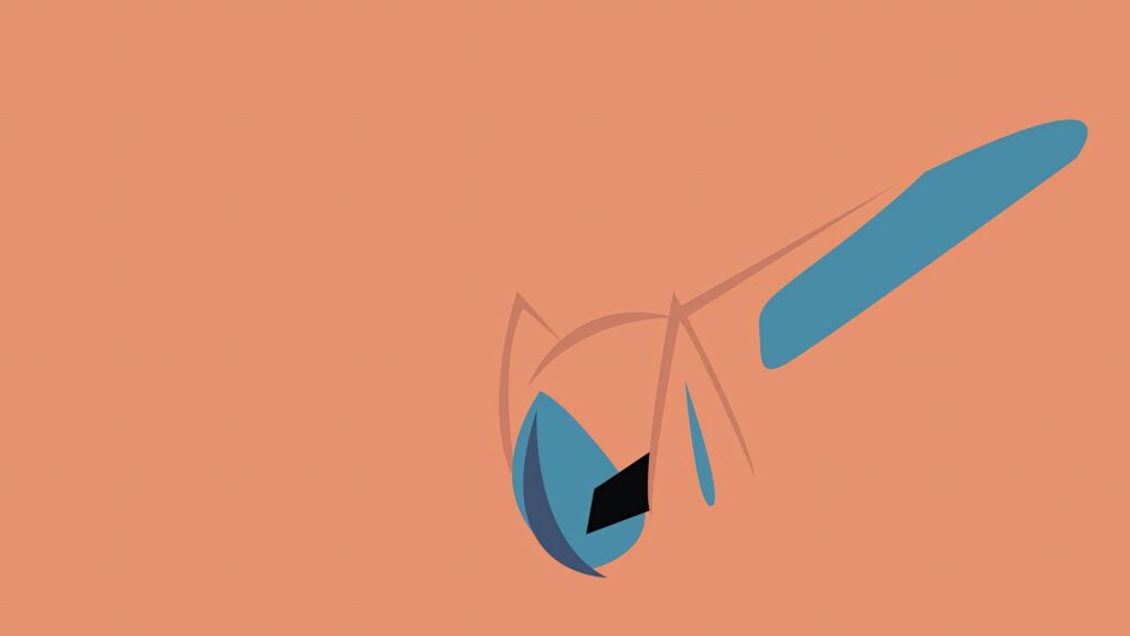 Minimalist Deoxys Speed Form head wallpaper with geometric lines and soft blue hues on peach background