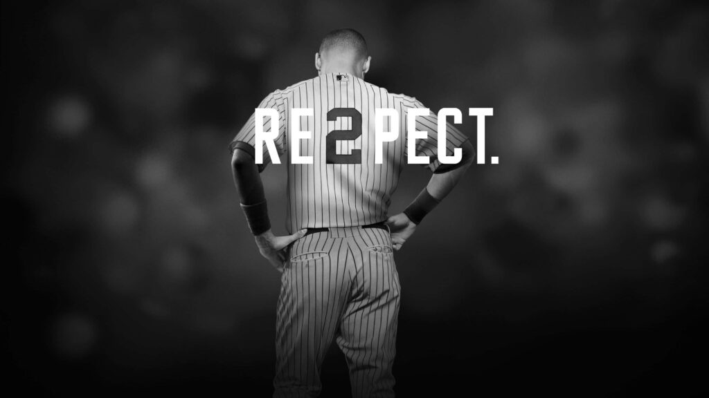 Derek Jeter Yankees wallpaper black and white with Respect and number 2 minimalist background