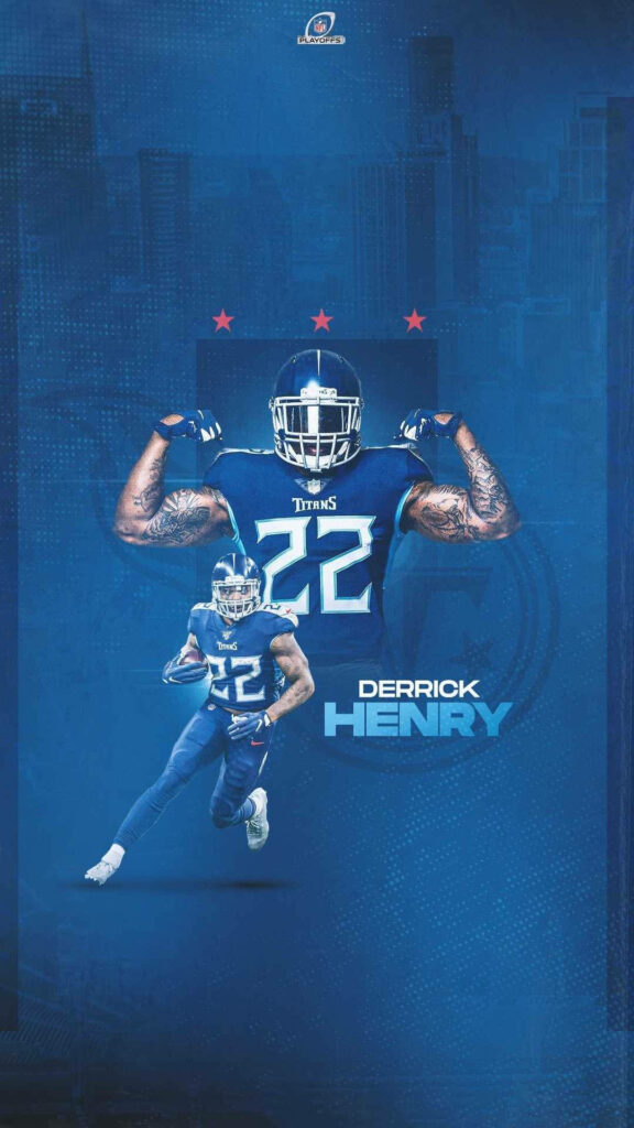 Derrick Henry Tennessee Titans wallpaper showing powerful running back in blue modern style