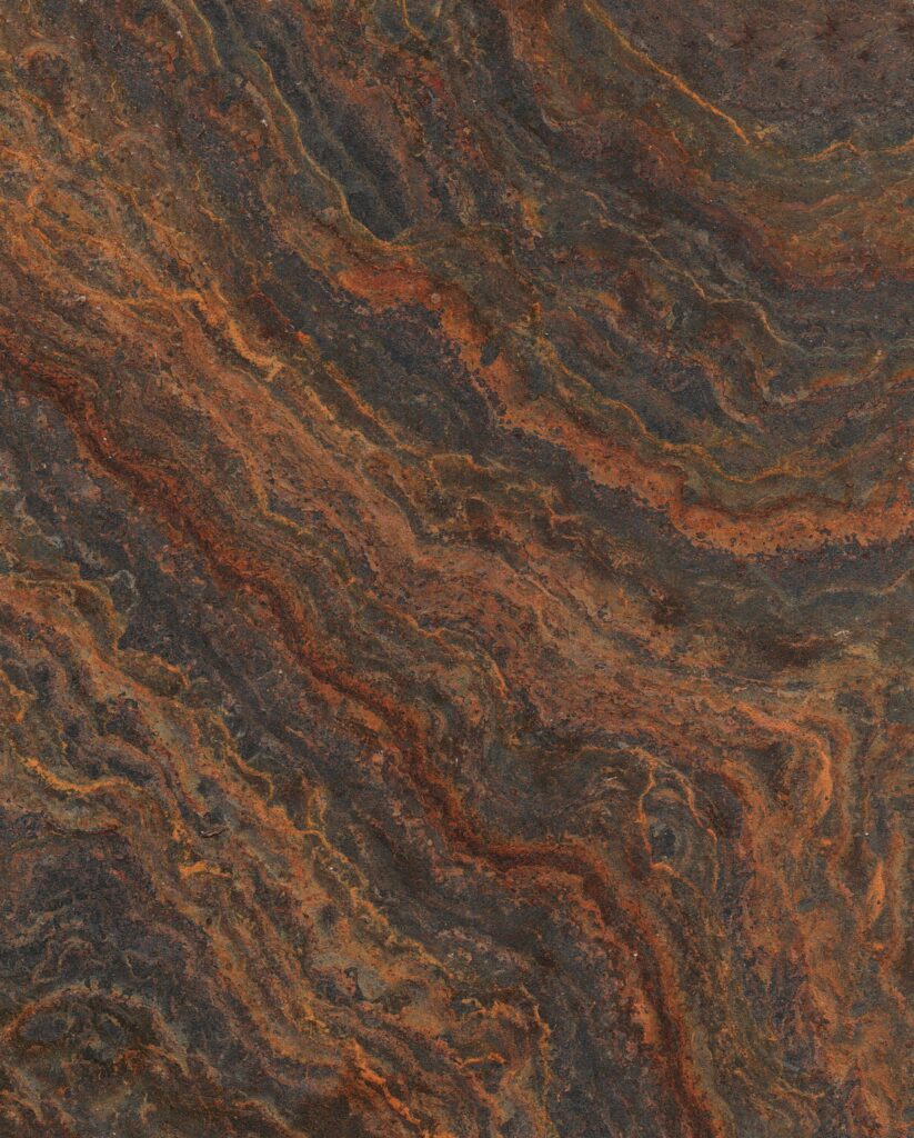 Rust orange desert relief pattern wallpaper with textured swirling sandy layers background design