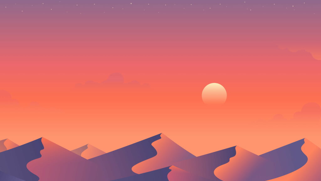 Minimalistic Desert Horizon: Embracing the Serene Sun and Moon Wallpaper