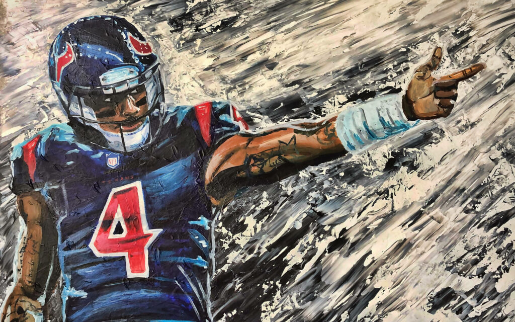 Deshaun Watson Houston Texans digital painting wallpaper bold colors dynamic celebration