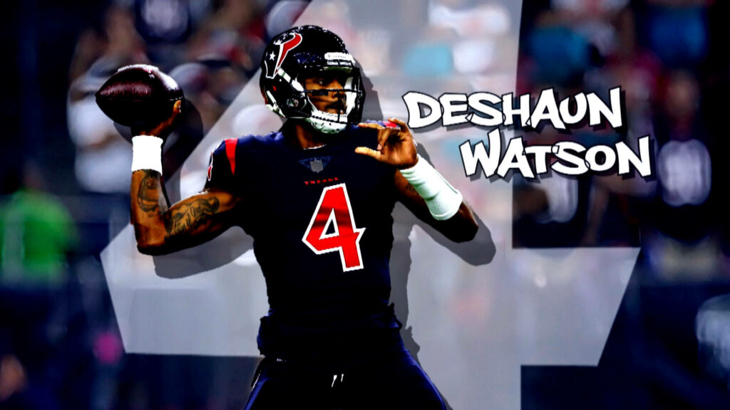 Deshaun Watson number 4 jersey dynamic wallpaper with vibrant colors and blurred stadium background
