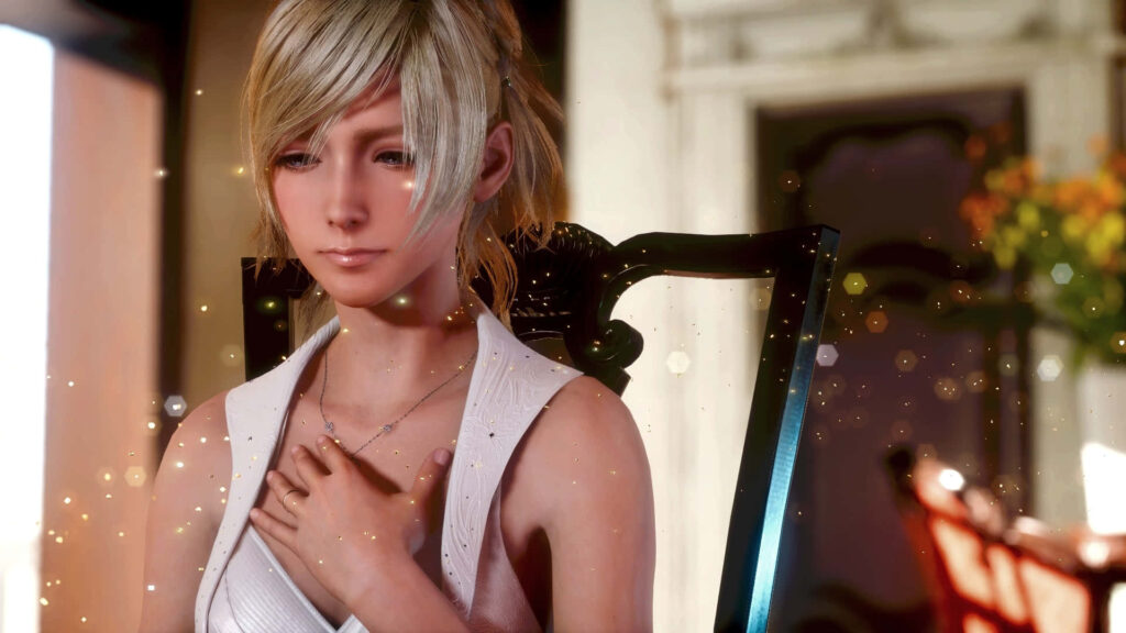 Soulful Serenade: Lunafreya Nox Fleuret Adrift In Sorrow Wallpaper