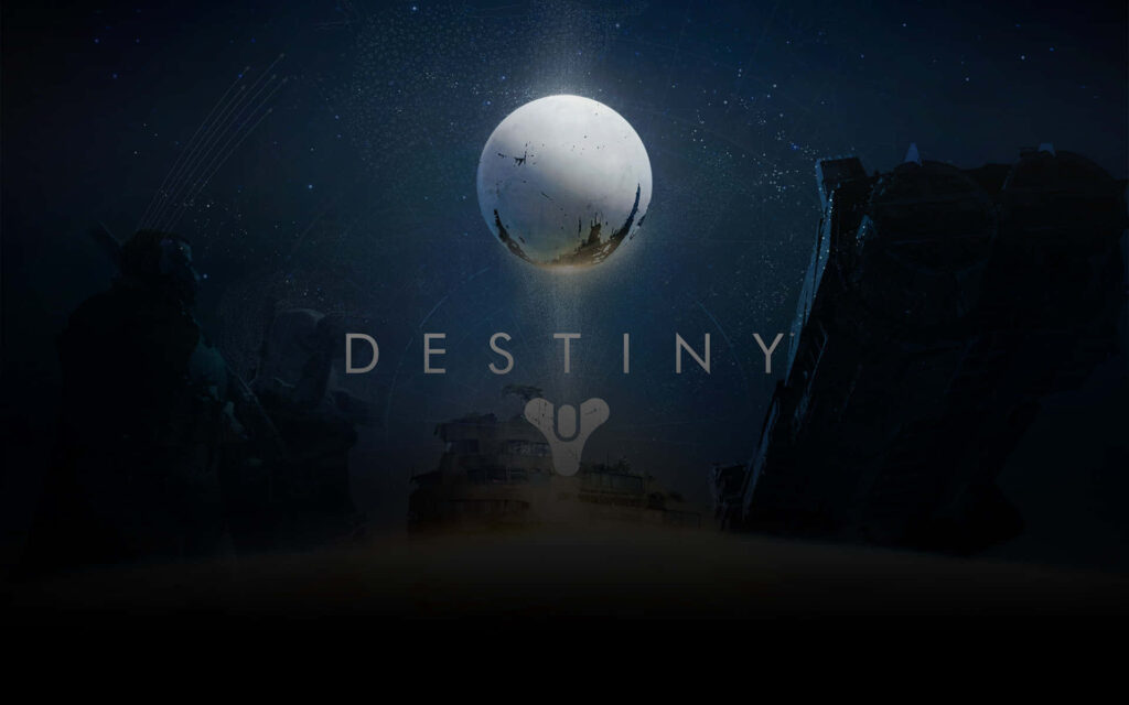 Destiny Game Logo Wallpaper: Dark Celestial Background with Moon