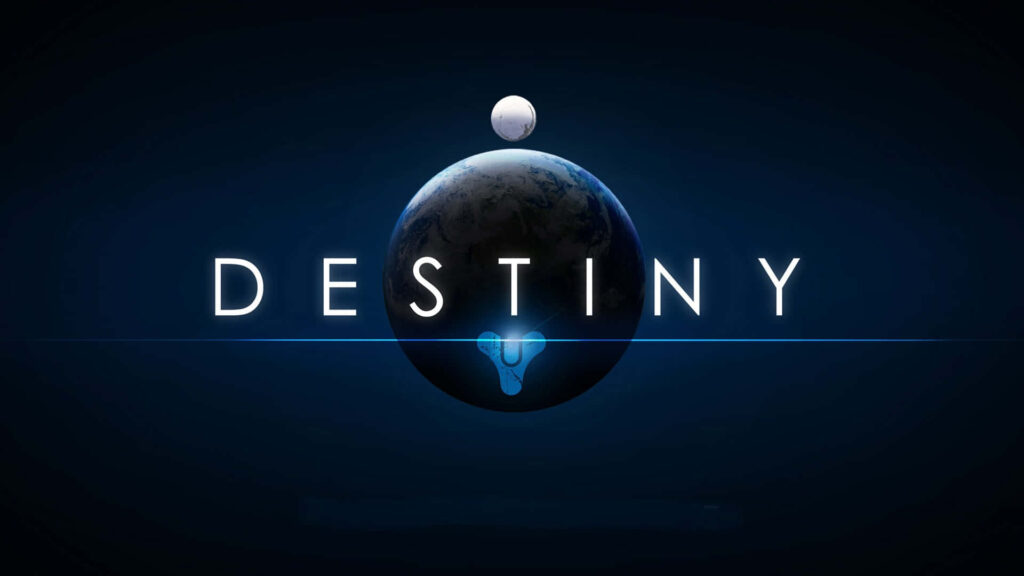 Minimalist Destiny Wallpaper: Iconic Logo & Cosmic Earth-Moon Scene