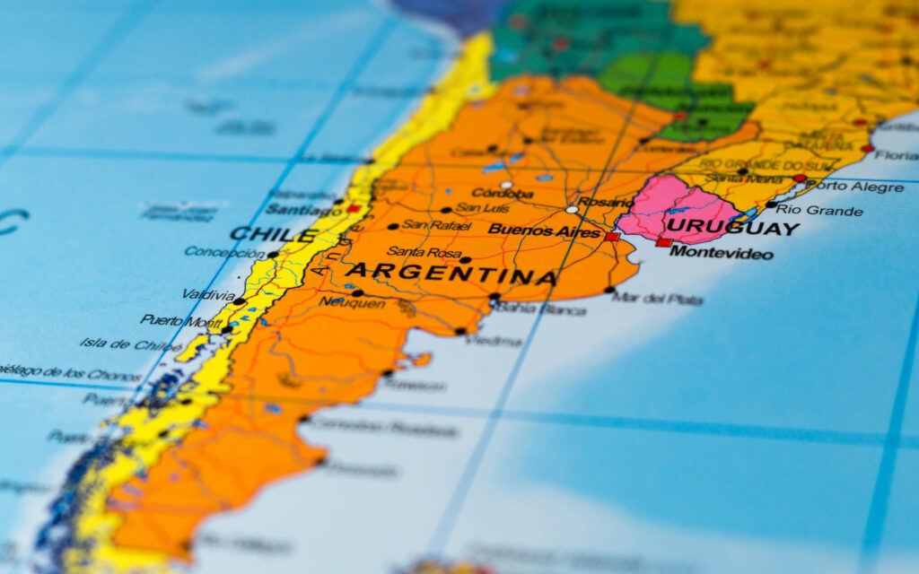 Detailed map wallpaper of Argentina with Buenos Aires Chile Uruguay and major surrounding cities