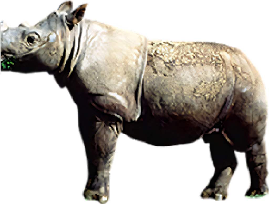 Majestic Rhinoceros Wallpaper: Detailed Profile on Transparent Background