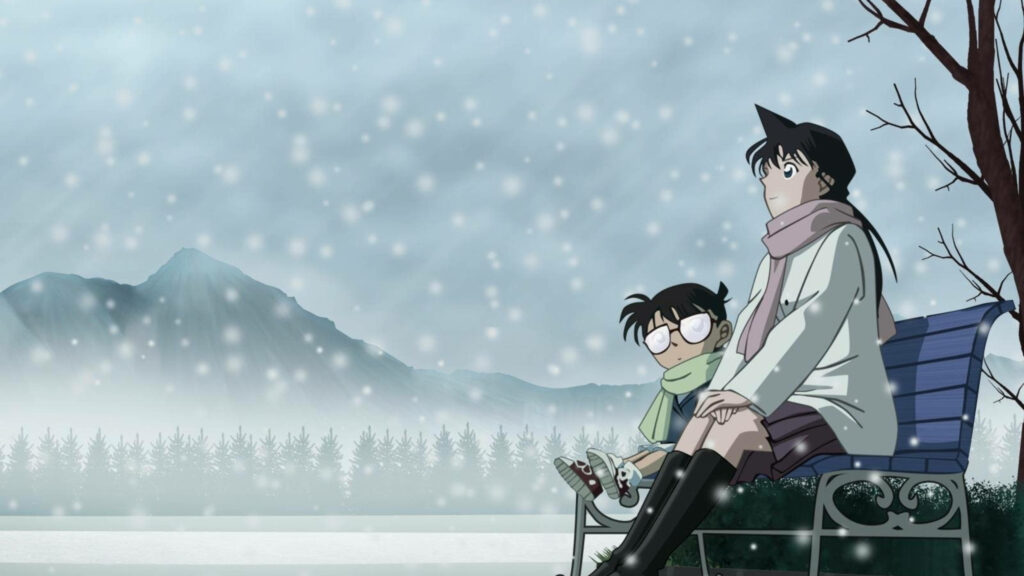 Detective Conan & Ran Winter Wallpaper: Serene Snowy Scene