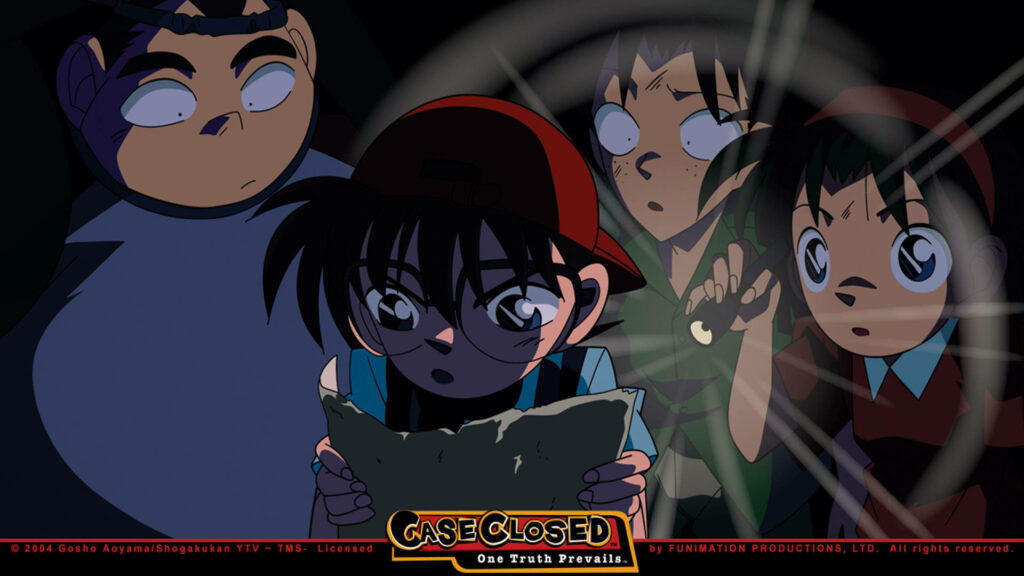 Detective Conan Wallpaper: Ayumi, Genta & Mitsuhiko Teamwork on a Map