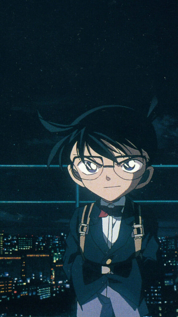 Detective Conan: Confident Night City Wallpaper for Mystery Lovers