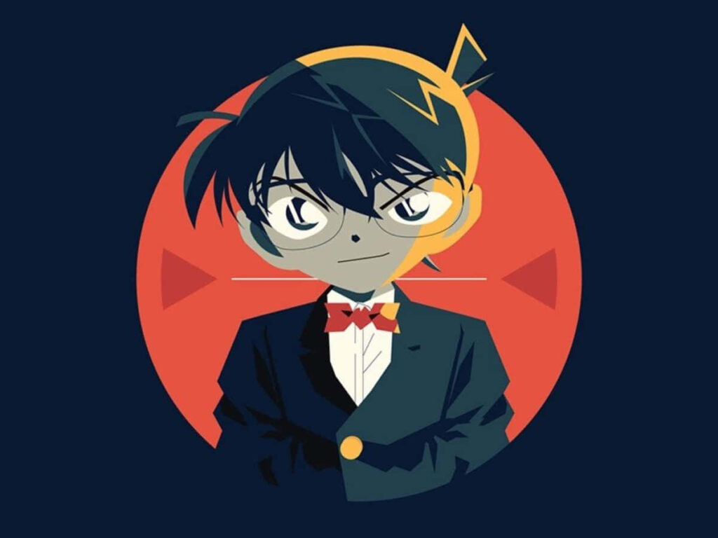 Detective Conan: Confident and Sharp - Bold Red Wallpaper Background