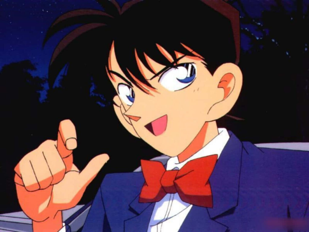 Detective Conan Wallpaper: Iconic Sleuth in Sharp Suit & Red Bow Tie