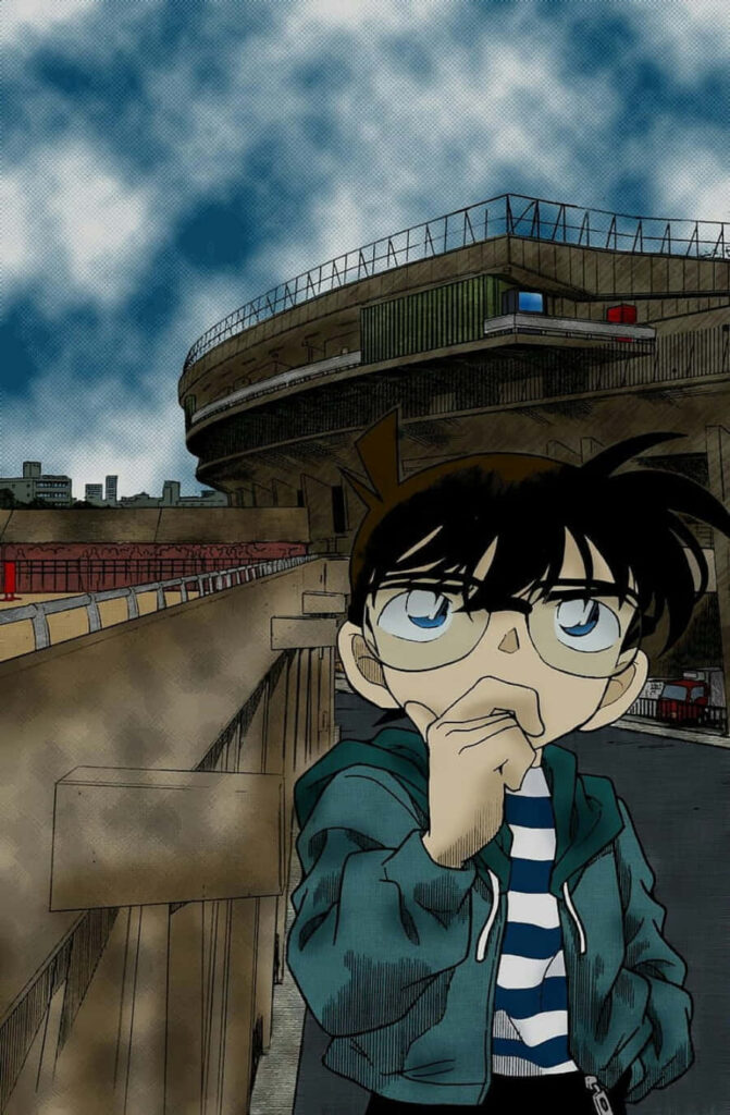 Thoughtful Detective Conan Wallpaper: Urban Scene & Investigation Skills