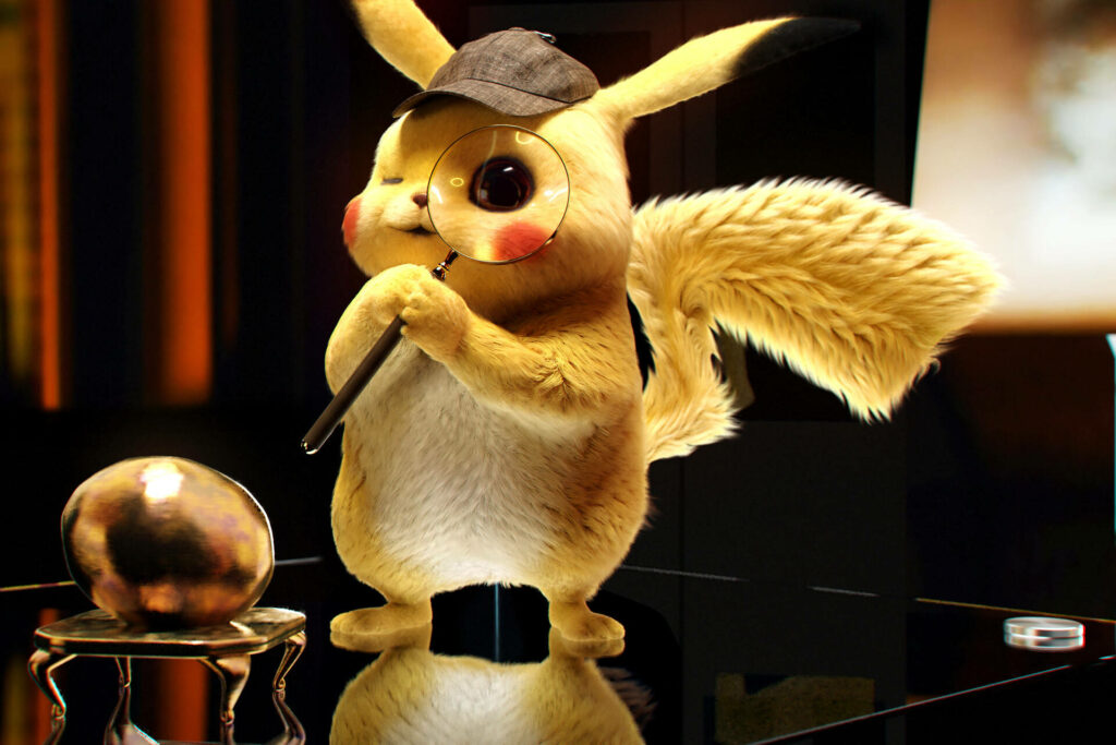 Pikachu Detective Mode: A Sleek 3D Wallpaper Unveiling Pikachu as the Master Detective with Magnifying Glass!
