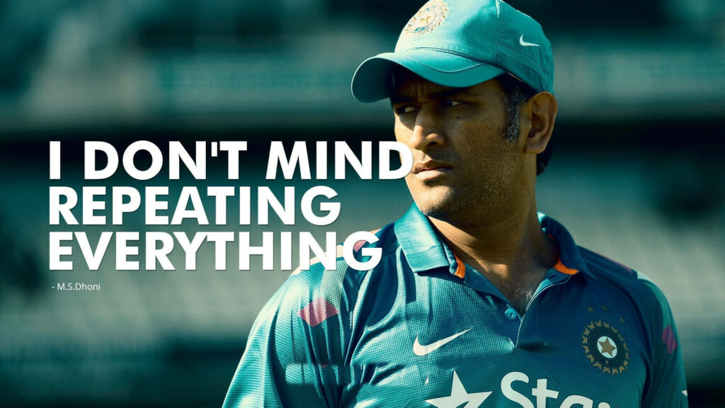 Unstoppable Determination: Empowering Wisdom from MS Dhoni - Inspiring HD Background of the Legendary Cricketer Wallpaper