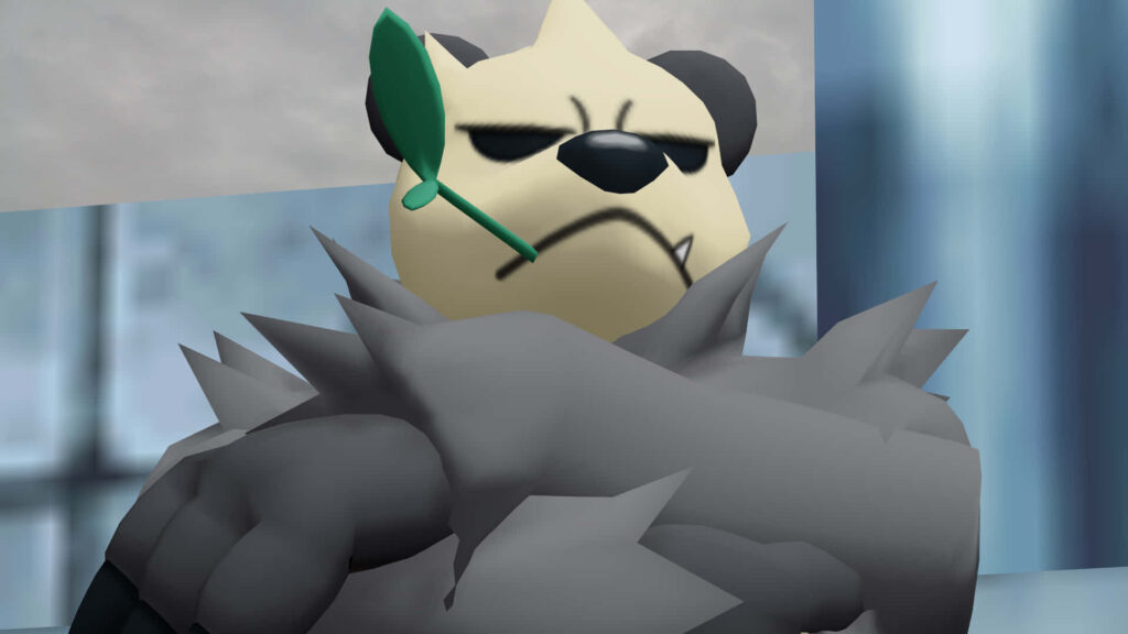 Determined Pangoro Wallpaper: Rugged Pokémon in Cool Industrial Background