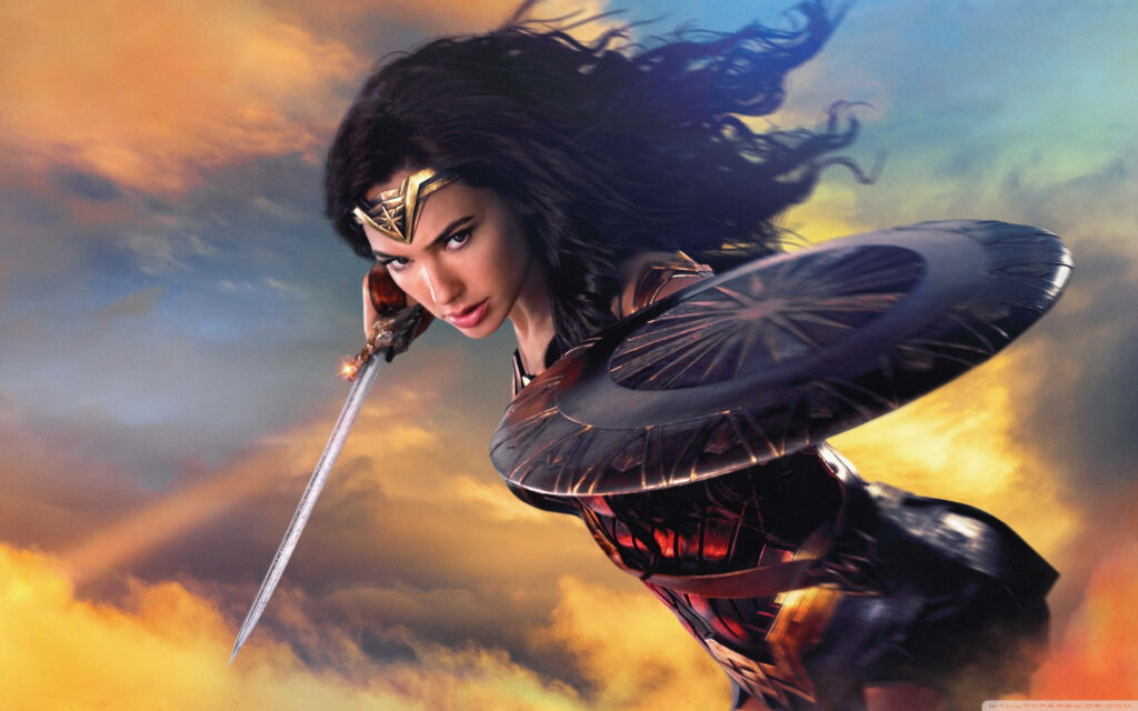 Warrior's Triumph: Wonder Woman Unleashes her Mighty Shield in the Battle Wallpaper