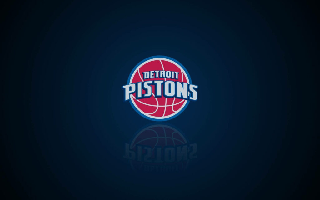 Detroit Pistons logo on midnight blue background with red and white colors basketball wallpaper
