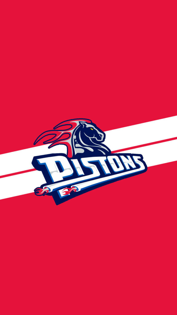 Detroit Pistons logo on vibrant red background with dynamic white stripes basketball wallpaper