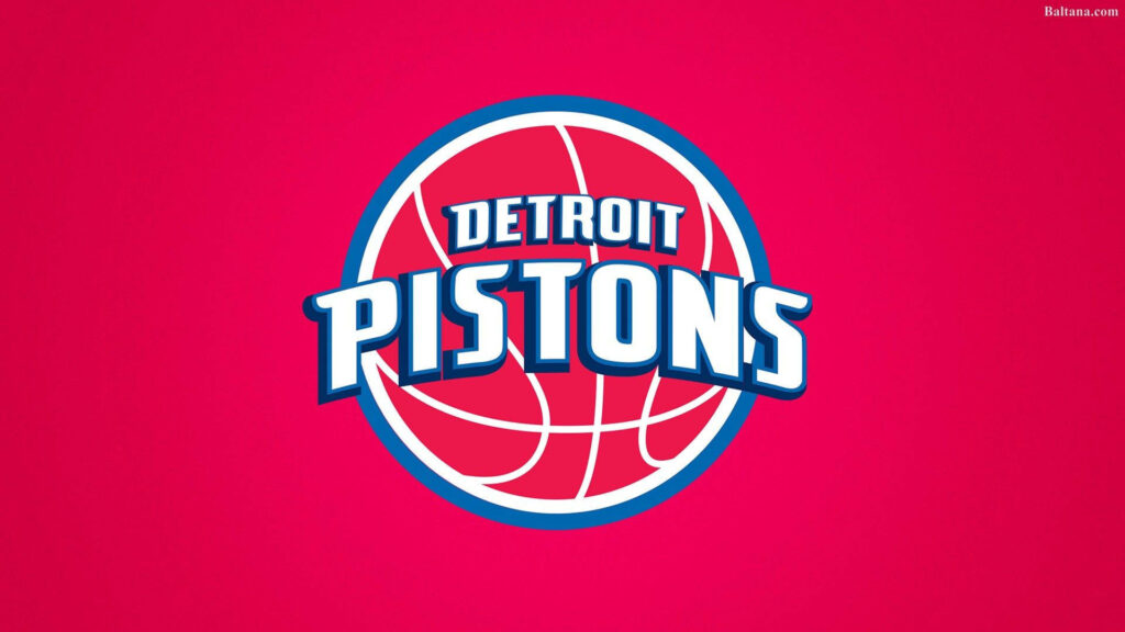 Detroit Pistons logo wallpaper bold white blue on red vibrant background NBA team spirit