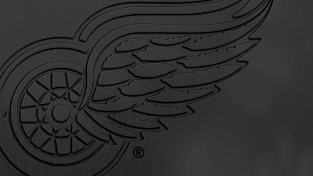 Detroit Red Wings embossed winged wheel logo black gray wallpaper minimalist textured design