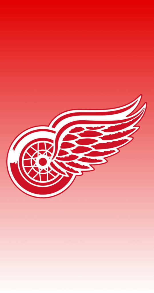 Detroit Red Wings logo in white and red on smooth red gradient background hockey wallpaper