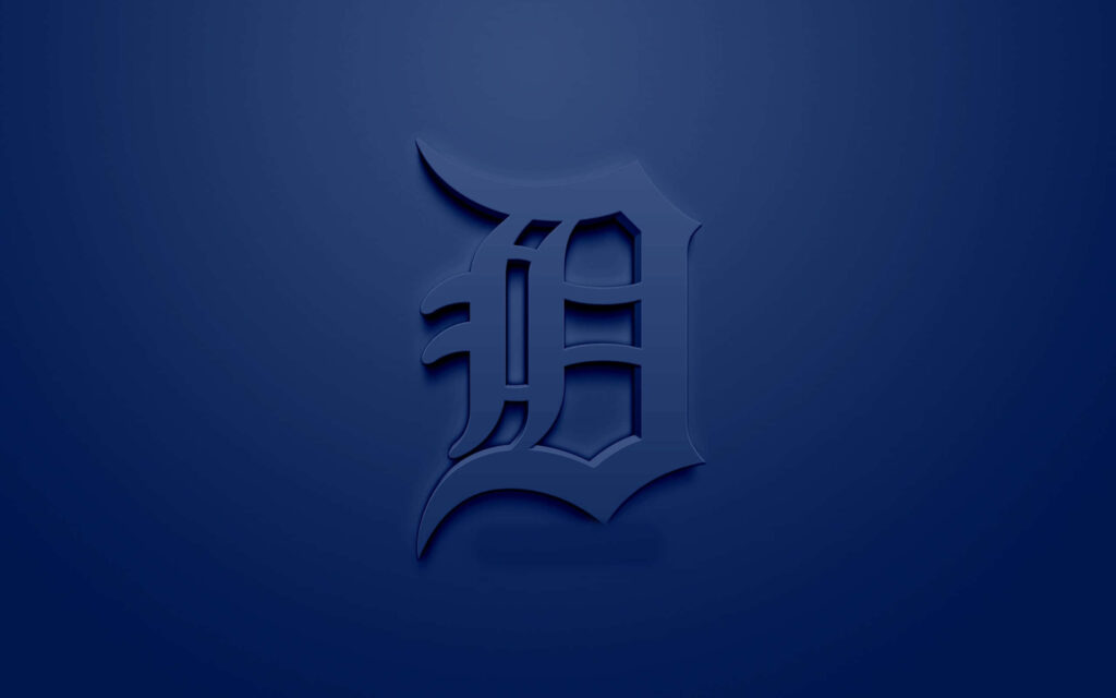 Detroit Tigers logo embossed in deep blue with smooth gradients and 3D effect wallpaper