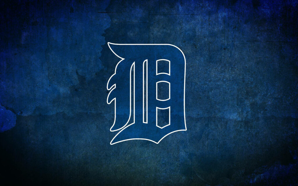 Detroit Tigers logo white outline on textured deep blue background modern sports wallpaper