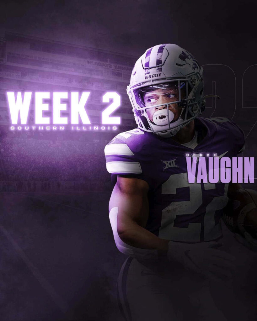 Deuce Vaughn Kansas State football wallpaper purple lighting stadium Week 2 Southern Illinois game