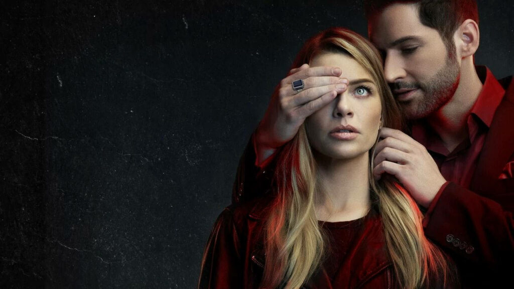 Unveiling the Seductive Duo: Lucifer and Chloe's Intense Background Wallpaper