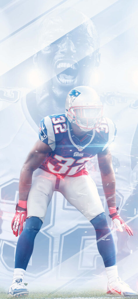 Devin McCourty mid-play in New England Patriots uniform with intense focus cool tone wallpaper