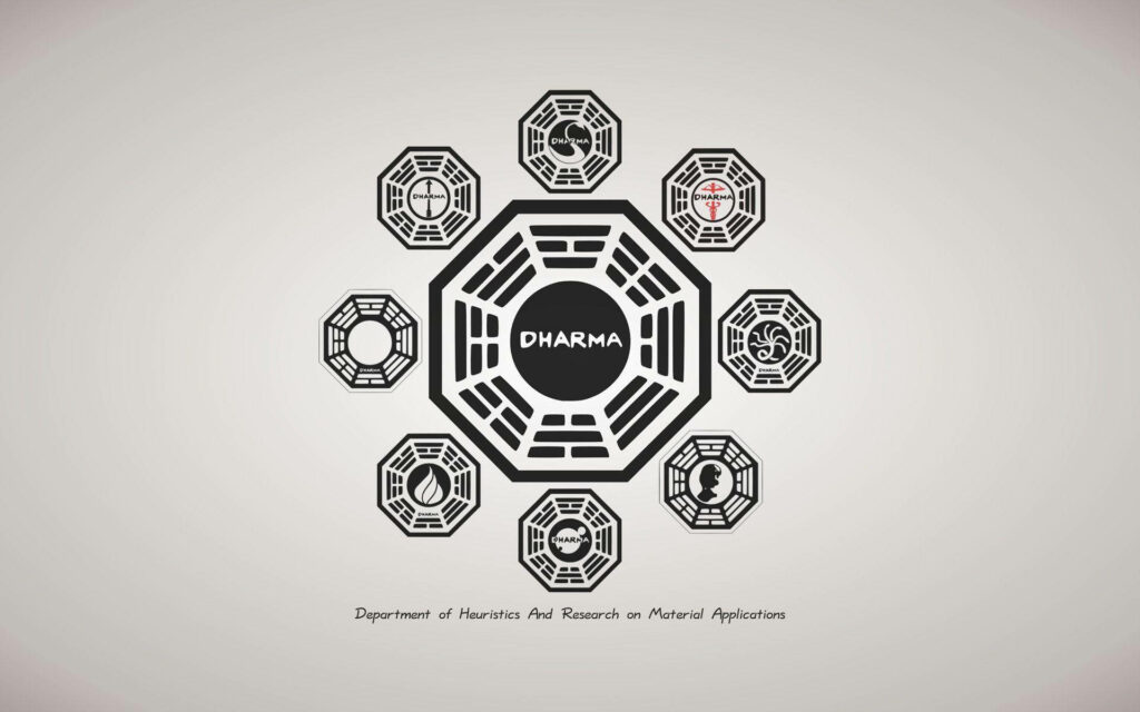 Dharma Wallpaper: Taoist-Inspired Design with Hexagrams & Symbols