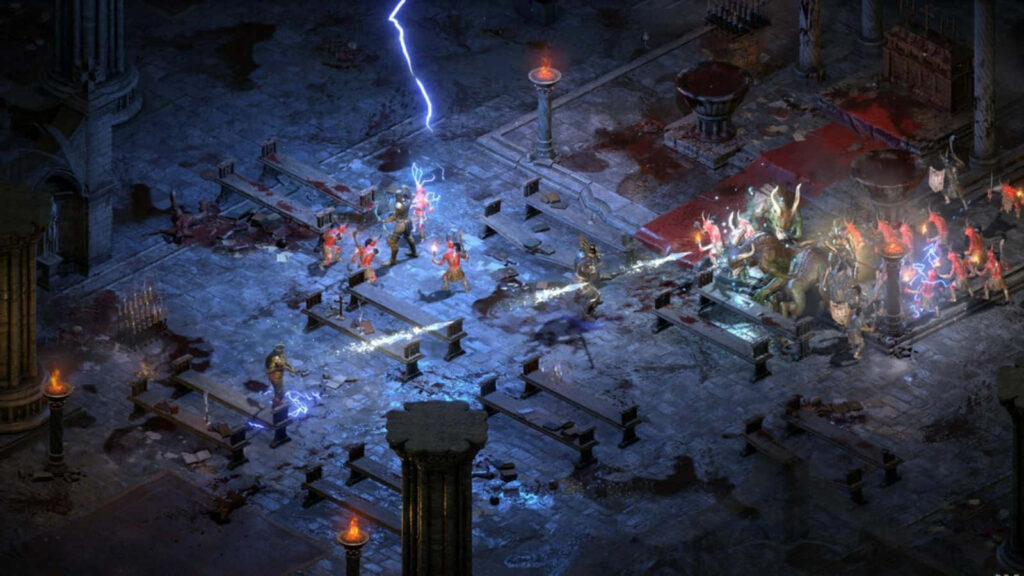 Diablo 2 Wallpaper: 3D Battle Scene in Dark Dungeon Atmosphere