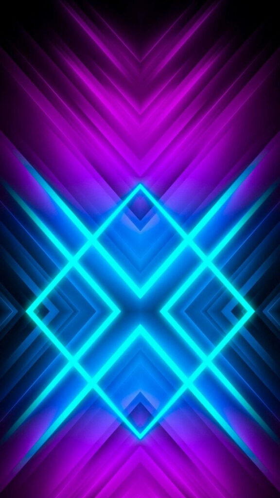 Electric Symphony: Vibrant Geometric Fractal Reflecting Symmetrical Harmony for a Mesmerizing Phone Wallpaper