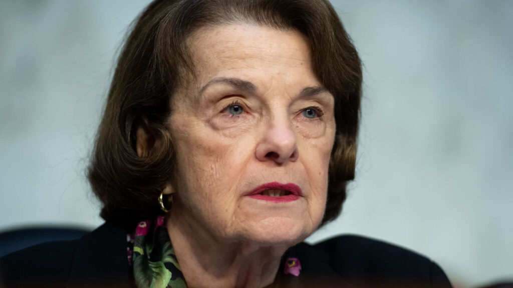 Close-up portrait of Dianne Feinstein with composed expression and dignified neutral background Wallpaper