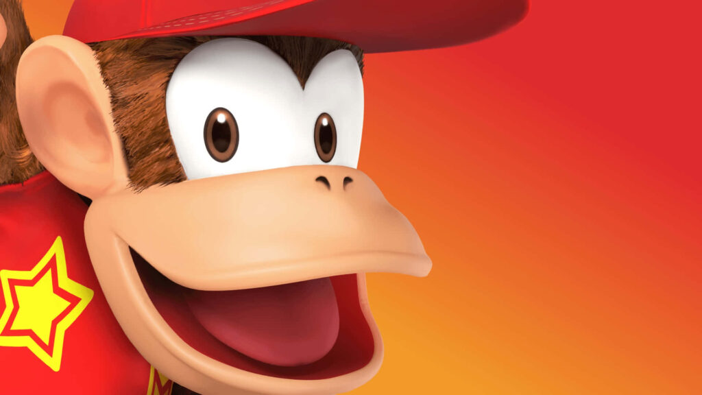 Diddy Kong in red cap and shirt action pose vibrant orange background Donkey Kong wallpaper