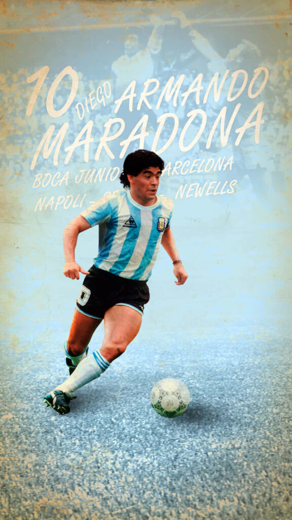 The Eternal Football Icon: A Mesmerizing Digital Tribute to Diego Maradona Wallpaper