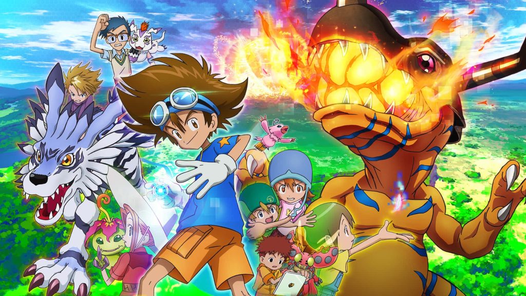 Tai Kamiya and Greymon in vibrant Digimon Adventure 2020 anime wallpaper background digital art