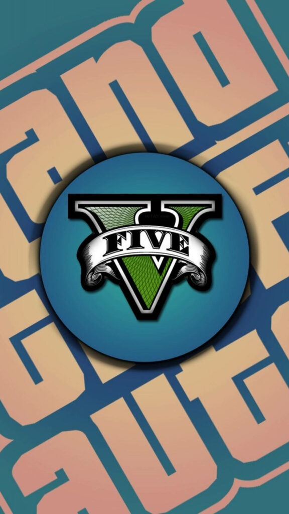 GTA 5: Mobile Gaming at Its Finest - Artistic Logo in a Mesmerizing Blue Circular Icon Wallpaper