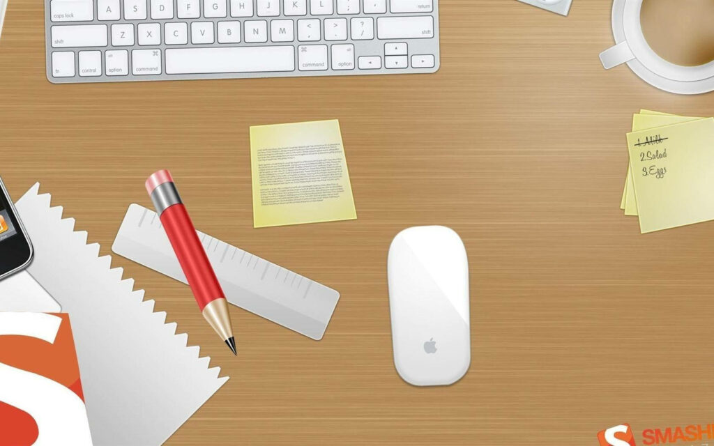 A Beautiful Chaos: A Digital Masterpiece of a Cluttered Study Desk, Completed with Apple Keyboard and Mouse - Ideal Learning Background Image Wallpaper