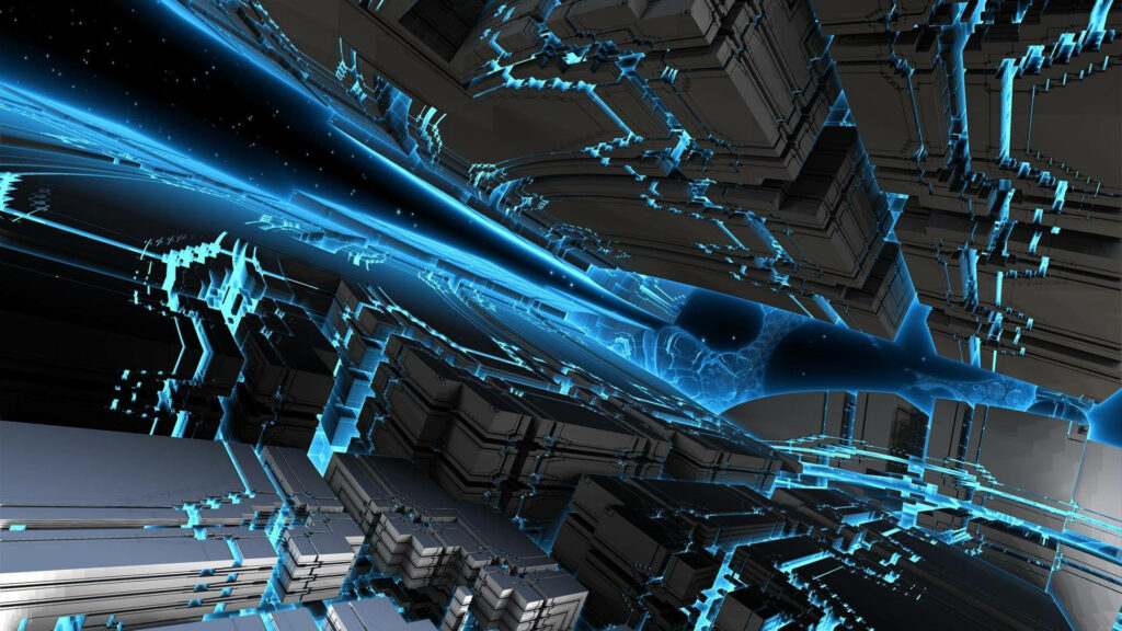 Digitally Distinct: Exploring the Cyber Matrix in Black and Blue Wallpaper