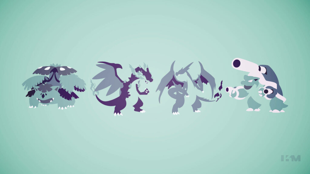 Pokémon Alliance Unleashed: Blastoise and Friends Strike a Pose in Vibrant Vector Art Wallpaper